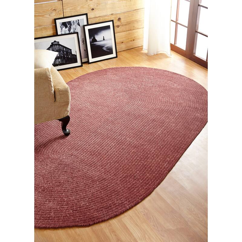 Better Trends Chenille Tweed & Solid Braid 100% Polyester Stain Resistant, Double Sided Reversible Indoor Area Rug - 30" x 50" Oval - Mauve
