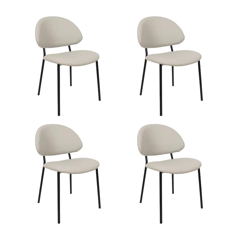 Manhattan Comfort Haven Vegan Leather Metal Side Chair - Set of 4