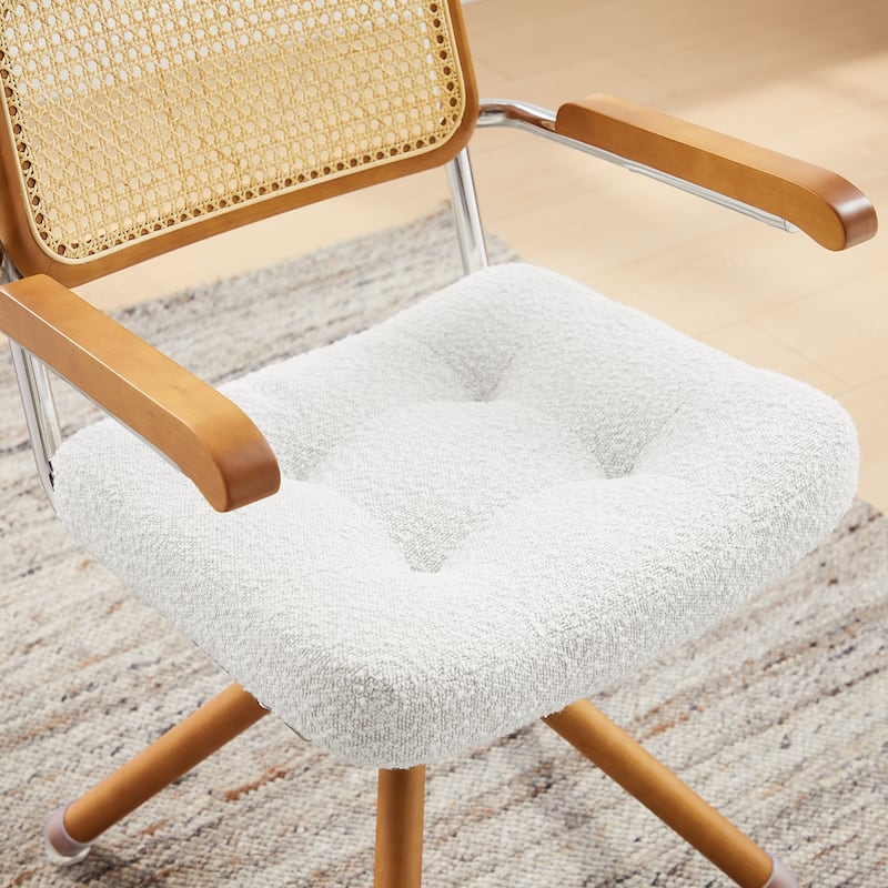 Art Leon Swivel PU Leather and Wooden Accent Chair