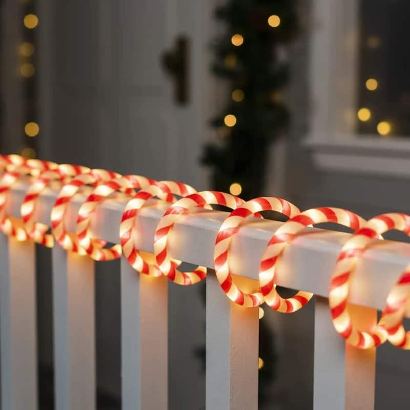 40FT LED Candy Cane Rope Lights - White and Red