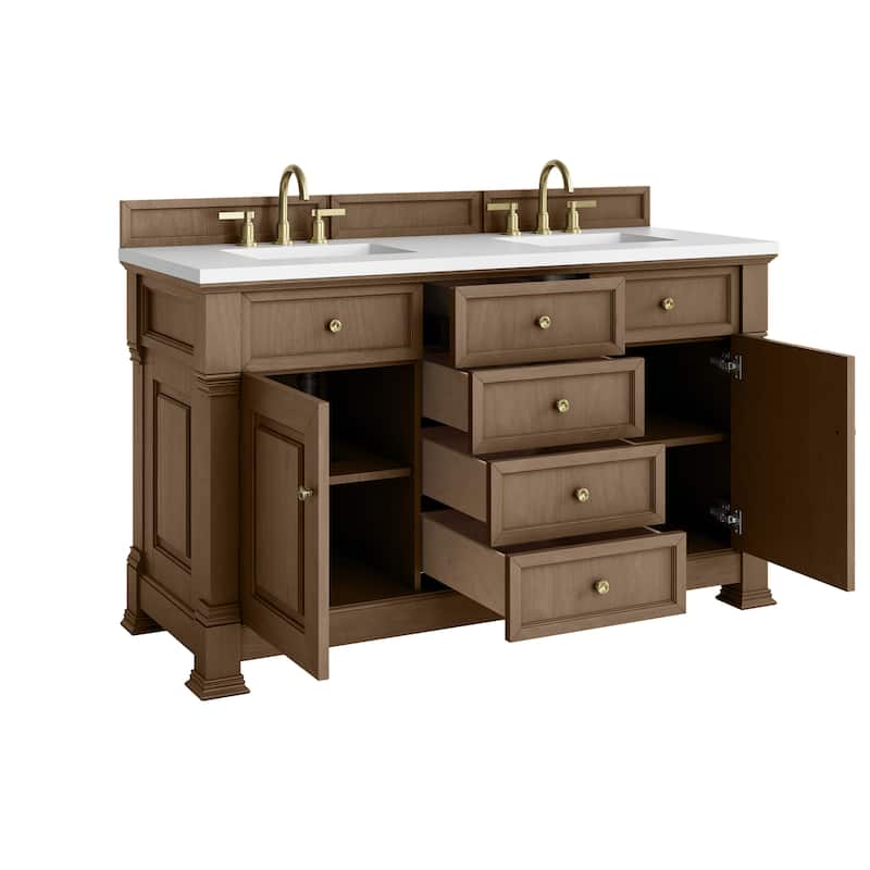 Brookfield 60S" Single Vanity, Pecan