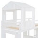 preview thumbnail 14 of 13, Playhouse Twin Over Full Wooden Bunk Bed, Farmhouse Safety Guardrail Bed with Ladder and Slide