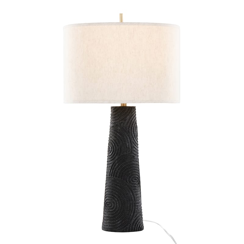 Porch & Den Kade 31" Polyresin Table Lamp (Set of 2) - Matte Black Polyresin/Natural Linen