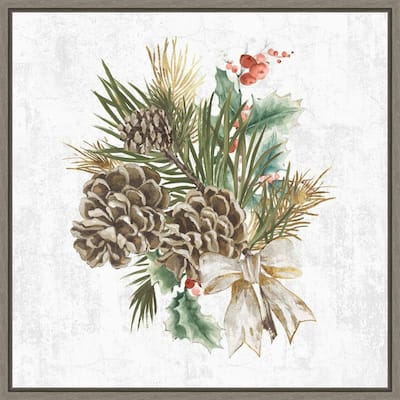 Holiday Spirit (Pinecone Wreath) by PI Studio Framed Canvas Art