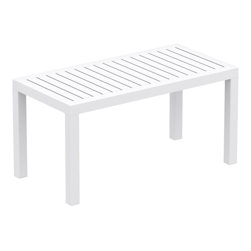 36" White Patio Solid Rectangular Patio Resin Coffee Table