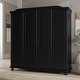 preview thumbnail 13 of 18, Palace Imports 100% Solid Wood Kyle 4-Door Wardrobe Armoire with Solid Wood or Mirrored Doors Black