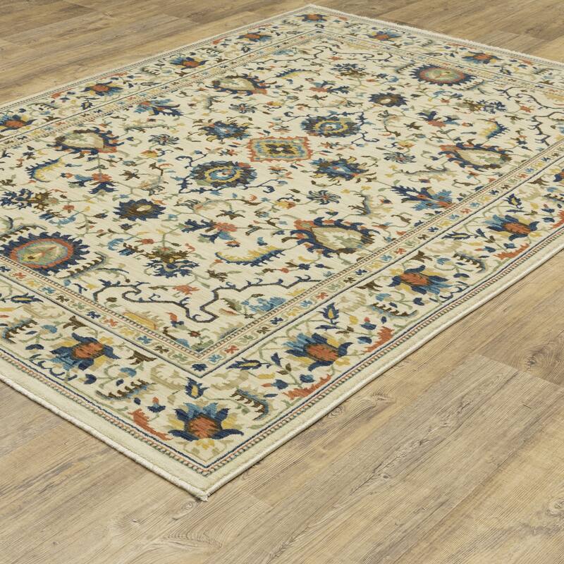 Style Haven Federica Bohemian Border Ivory/ Multi Fringe Edge Area Rug