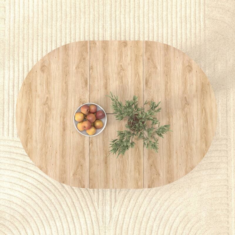 59x43 Inch Expandable Farmhouse Dining Table with X-Base, White Oak Finish - White Oak