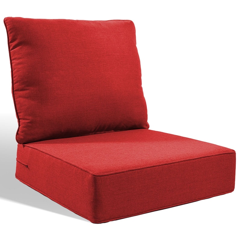 Pocassy 24x24x6 Inch Thick Cushions Pillows Set Indoor Outdoor Deep Seat Water & Fade Resistant - Red Cushion - 1 Set Seat & Back Cushion