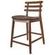 preview thumbnail 7 of 17, Set of 2 Counter Stools Open Back Medium Dark Wood Cushion Tall Chairs For Restaurant Bar Home