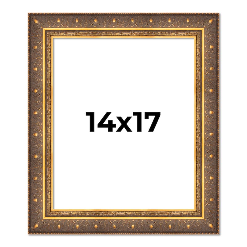 14x17 Frame Vintage Gold Solid Wood Picture Frame | 2.5 Inch Moulding