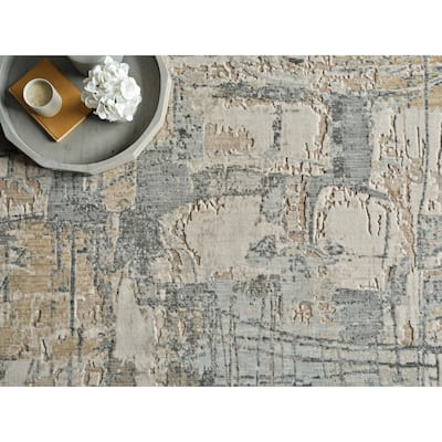 Infinity Handmade Wool/Nylon in Silver/Blue/Gray Area Rug