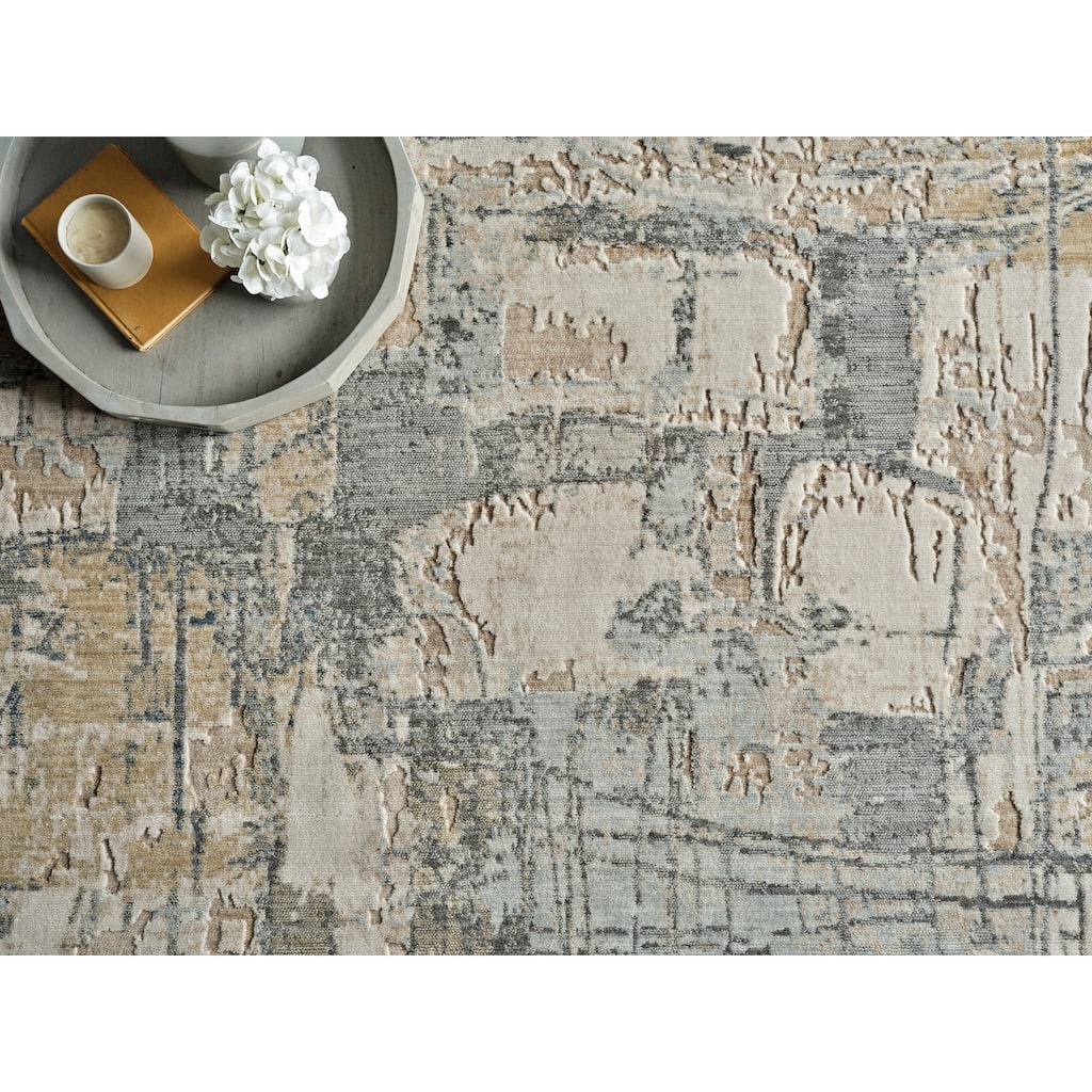 Infinity Handmade Wool/Nylon in Silver/Blue/Gray Area Rug