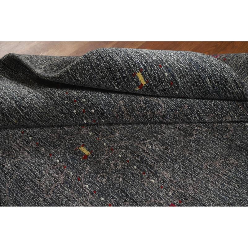 Tribal Gabbeh Indian Area Rug Handmade Grey Oriental Wool Carpet - 5'5" x 7'7"