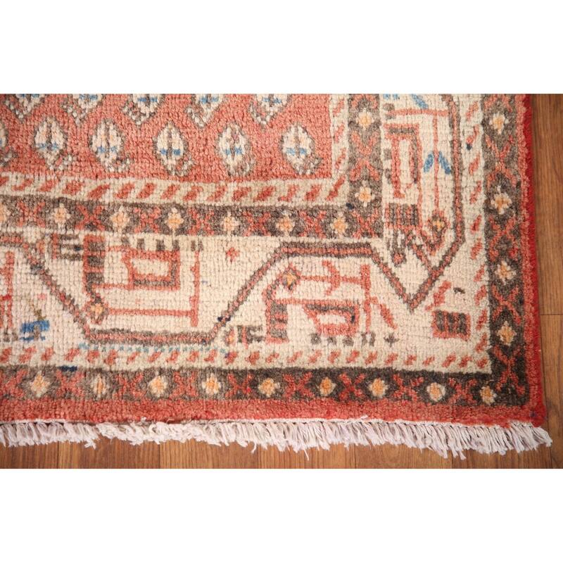 Hand Knotted Oriental 100% Wool Carpet Traditional All-Over Red Botemir Runner Rug - 10' 2'' X 3' 5''
