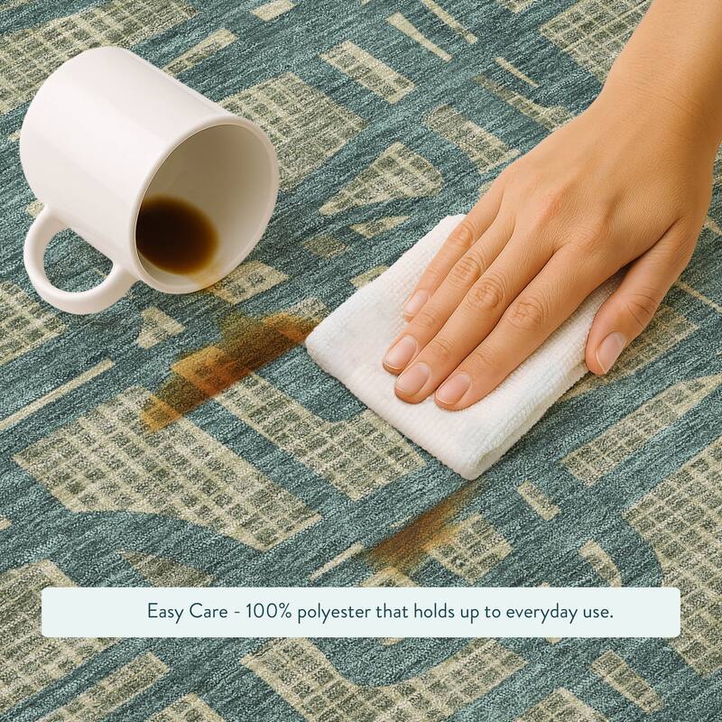 Machine Washable Indoor/ Outdoor Modern Centurion Chantille Rug