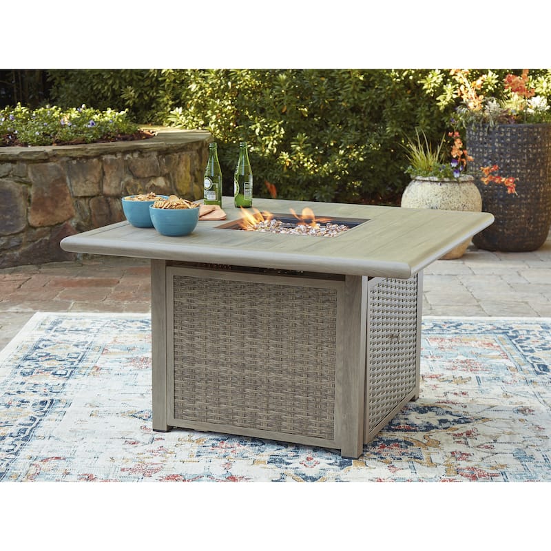 Signature Design by Ashley Carisbo Beige Fire Pit Table - 42" W x 42" D x 25" H