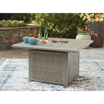 Signature Design by Ashley Carisbo Beige Fire Pit Table - 42" W x 42" D x 25" H
