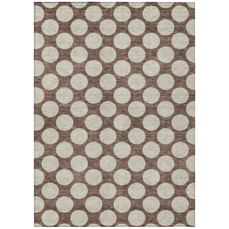 HomeRoots Polka Dot Transitional Rectangle Outdoor Rug