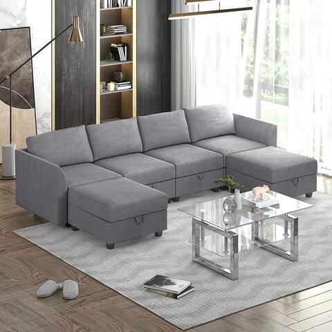 Mixoy Convertible Sectional Sofa with Storage Seat