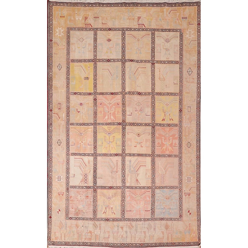 Handmade Oriental Tribal Sumak Persian Silk Area Rug - 6'4"x 9'10"