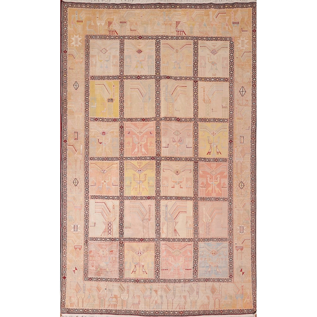 Handmade Oriental Tribal Sumak Persian Silk Area Rug - 6'4"x 9'10"