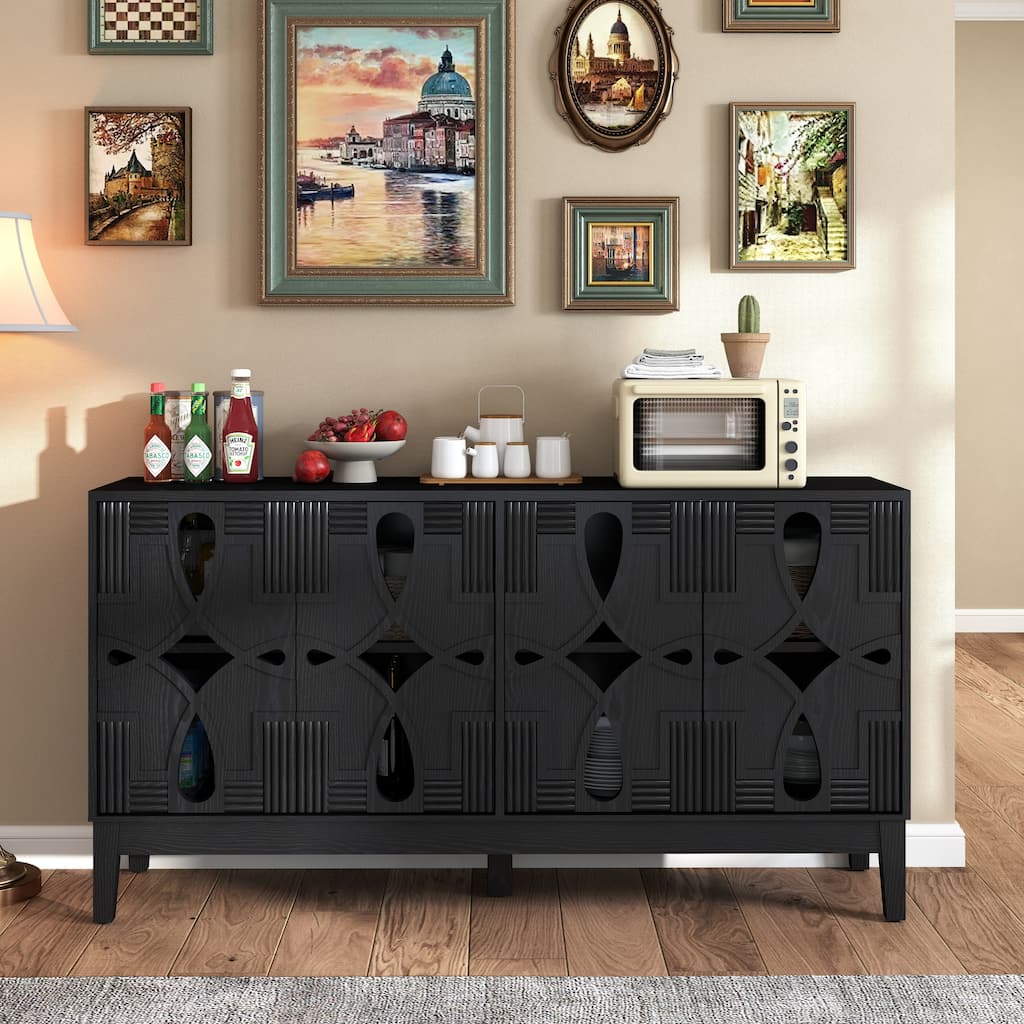 Console Cabinet Bathroom Floor Cabinet with Adjustable Shelves, Buffet Server Cabinet Sideboard TV Stand