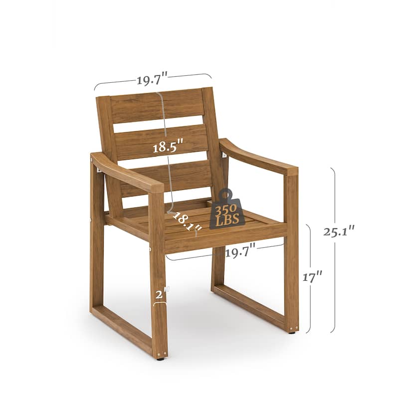 Stationary All-Weather Patio Square-Leg HDPS Dining Chairs (Set of 2) - 23.6"D x 24.6"W x 34.6"H
