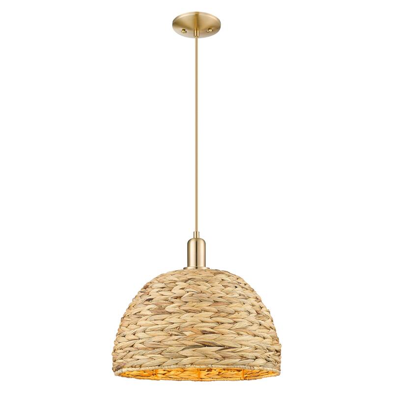 Innovations Lighting Endless Possibilities Arcadia - Woven Rattan - 1 Light 16" Cord Hung Mini Pendant - Champagne Bronze