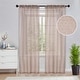 preview thumbnail 43 of 48, Superior Jackson Striped Machine Washable Sheer Curtains, Set of 2 26" x 84" - Taupe