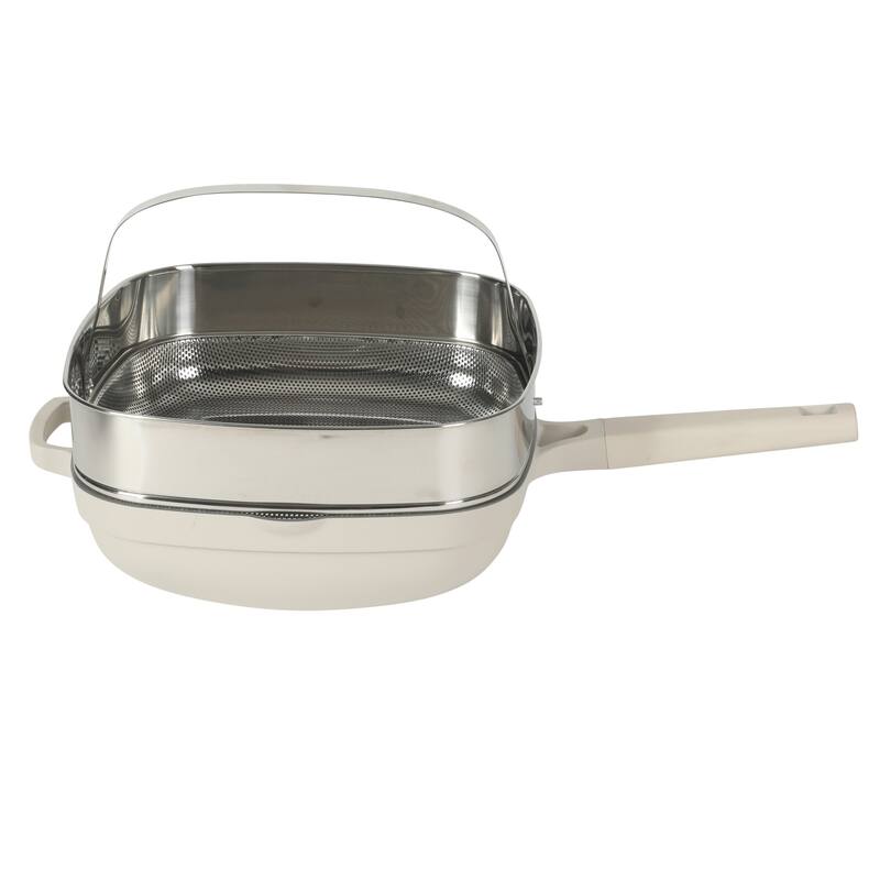 Crock Pot Northvale 5.3 Quart Ceramic Nonstick Sauté Pan with Steamer Basket & Lid, Cast Aluminum Induction Base