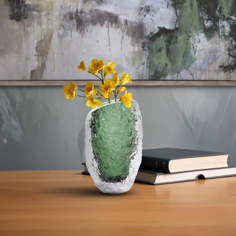 Emerald Crystalized Glass Vase