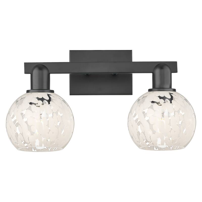 Innovations Lighting 716-2W-10-17 White Mouchette Vanity White - Matte Black / White Mouchette