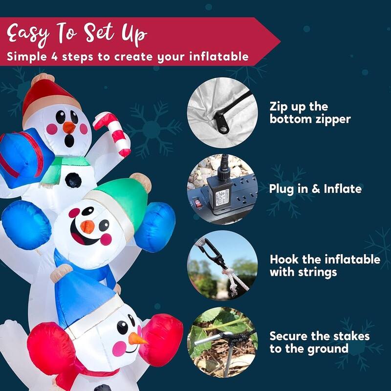 Joyfy 6-ft Christmas Stacked Snowman Inflatable - Multicolor