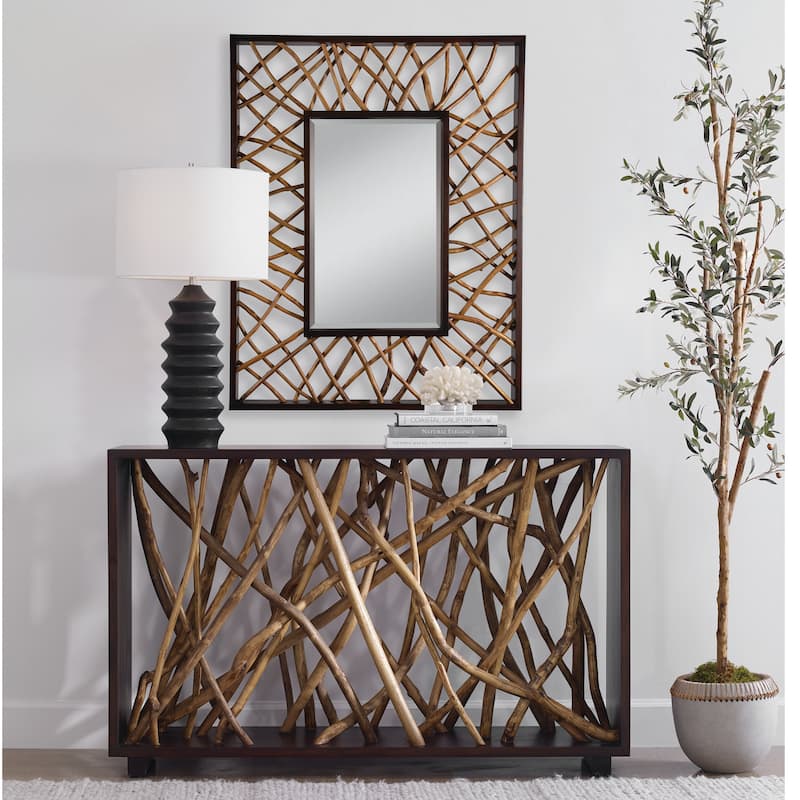 Uttermost 08184 Teak Maze 44" W x 56" H Rectangular Framed Bathroom