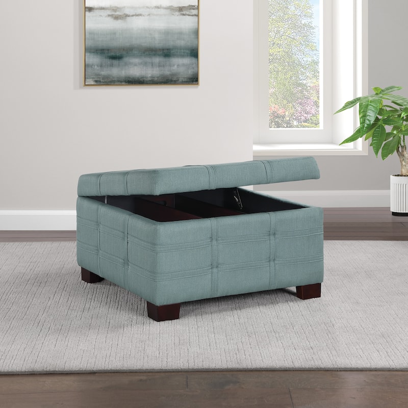 Detour Strap Square Storage Ottoman in Faux Leather