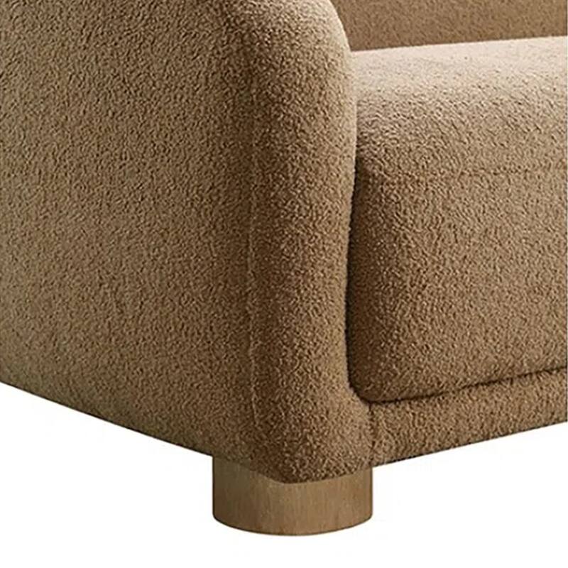 Oliver 2pc Sofa and Loveseat Set, Round Sloped Arms, Soft Brown Boucle