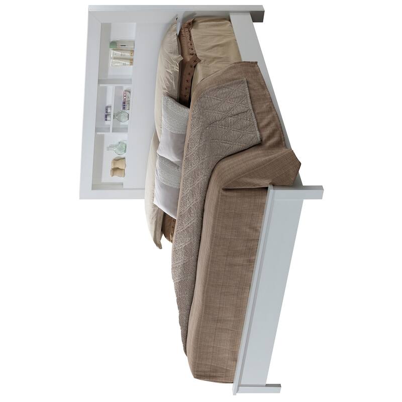 Queen Platform Bed with Storage Shelves - 87" - White