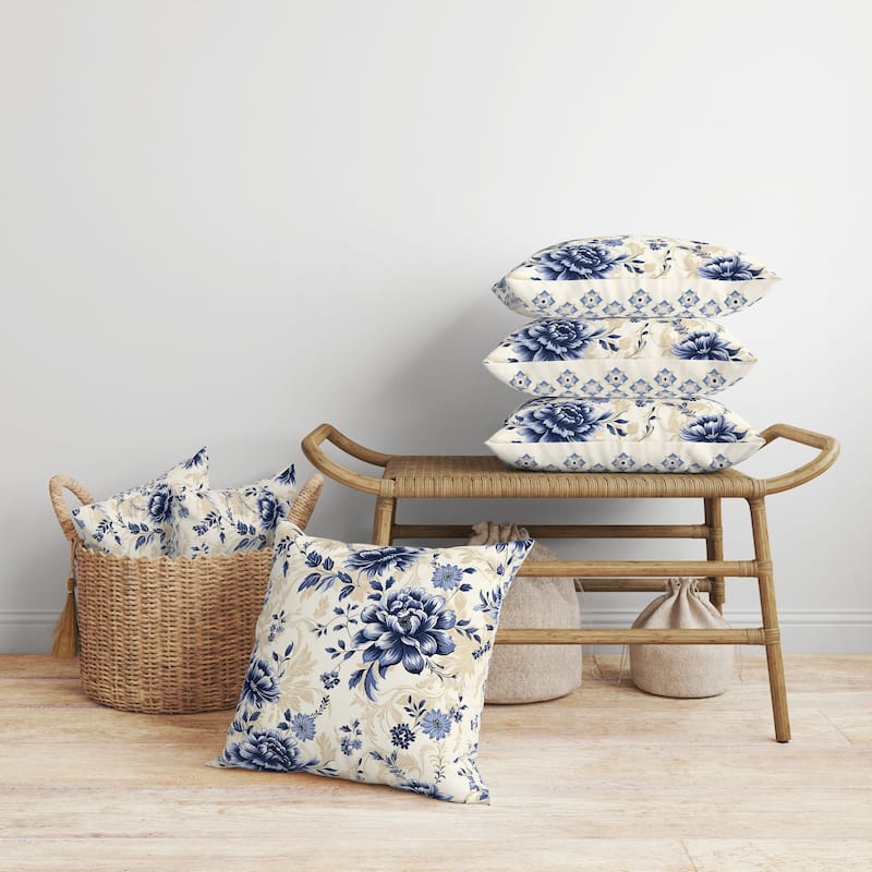 Nature's Canvas Faux Suede Reversible Throw Pillow Pearl and Blue