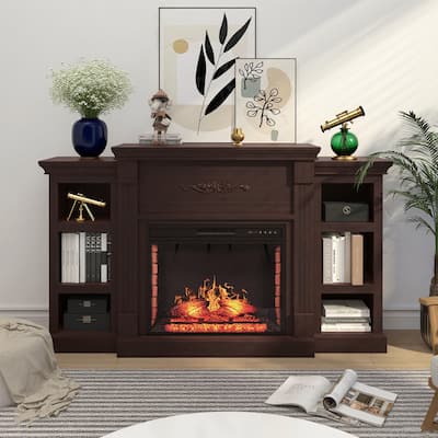 Farmhouse 70 inch TV Stand with 28" Electric Fireplace, Remote Control