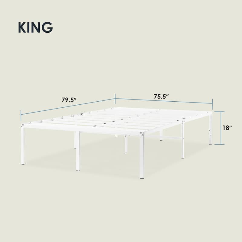 Metal 18-inch Platform Bed with Steel Slats By Crown Comfort