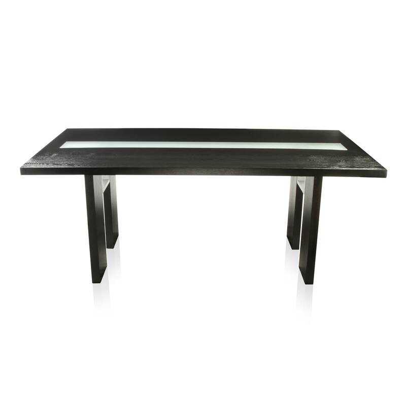 Furniture of America Lumina Contemporary 76-inch Glass Dining Table With LED