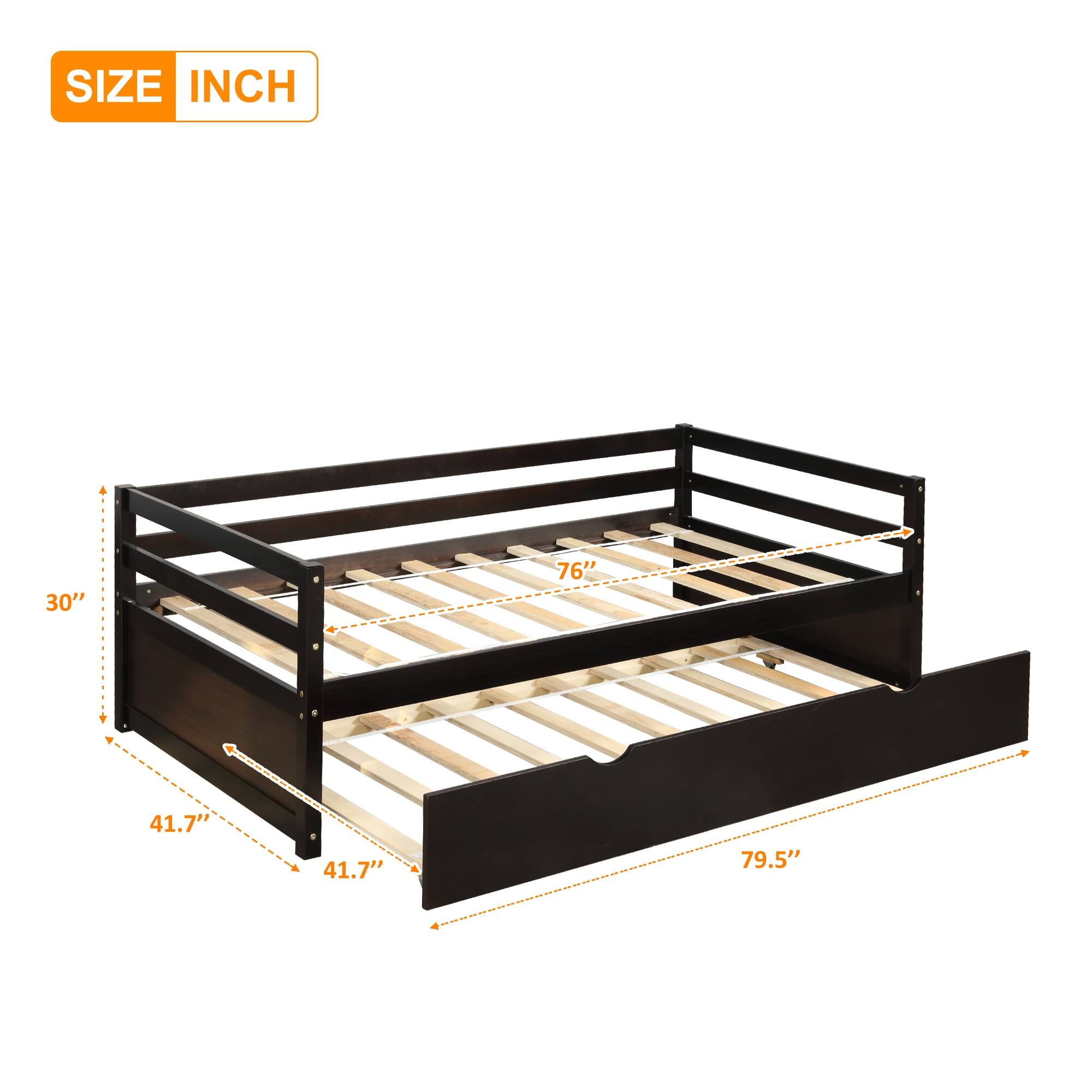 Kids Beds Twin Pine Daybed with Trundle & Handrails Bed Bath & Beyond