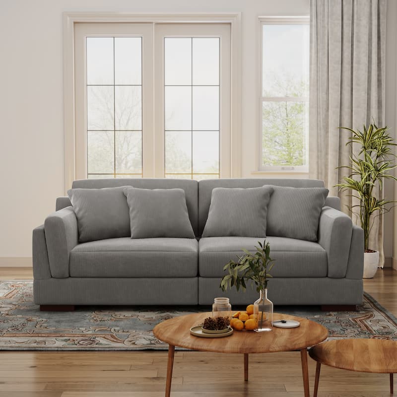 90.2"W Corduroy Upholstered Living Room Sofa
