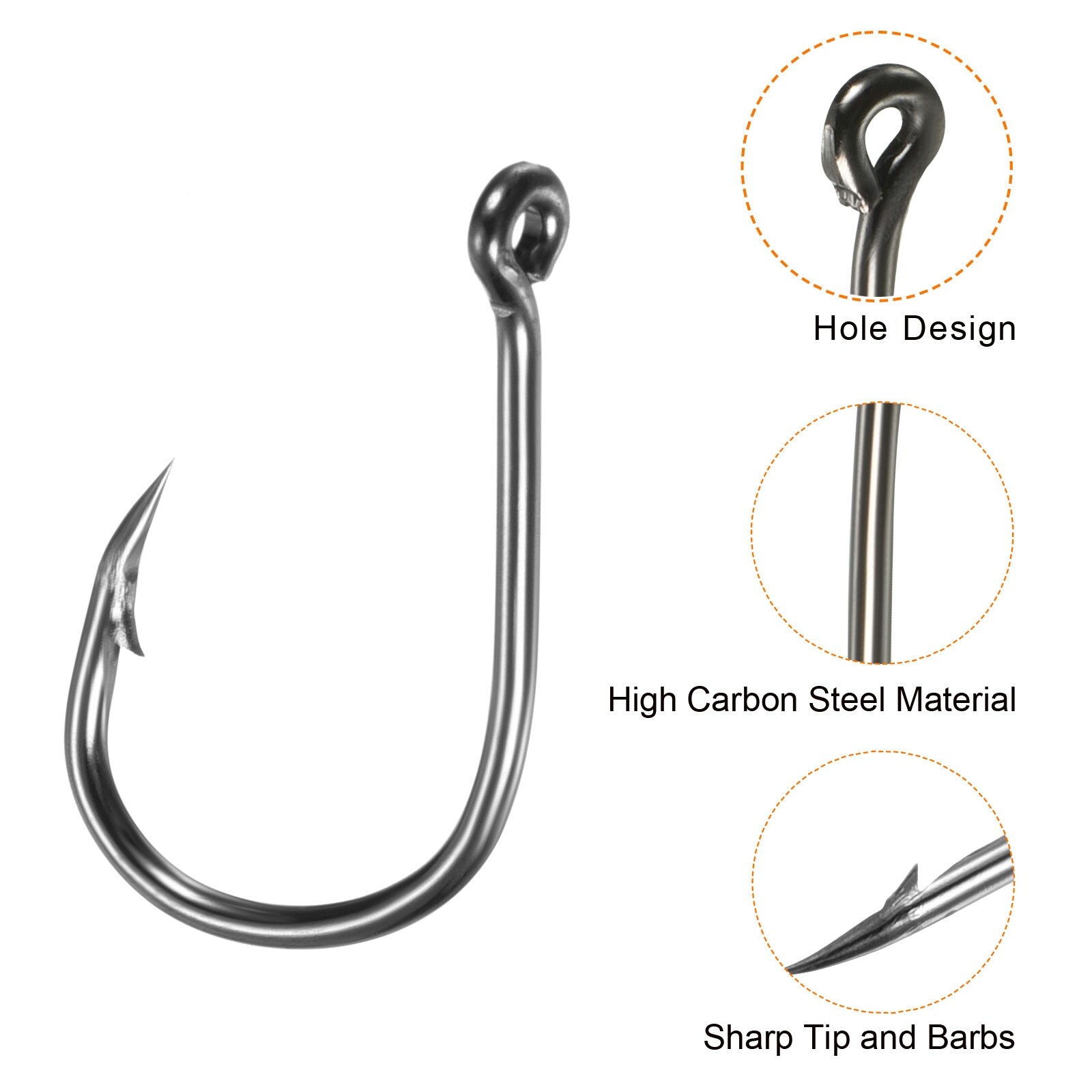 100Pcs 10 Sizes High Carbon Steel Claw Fish Fishing Hooks with