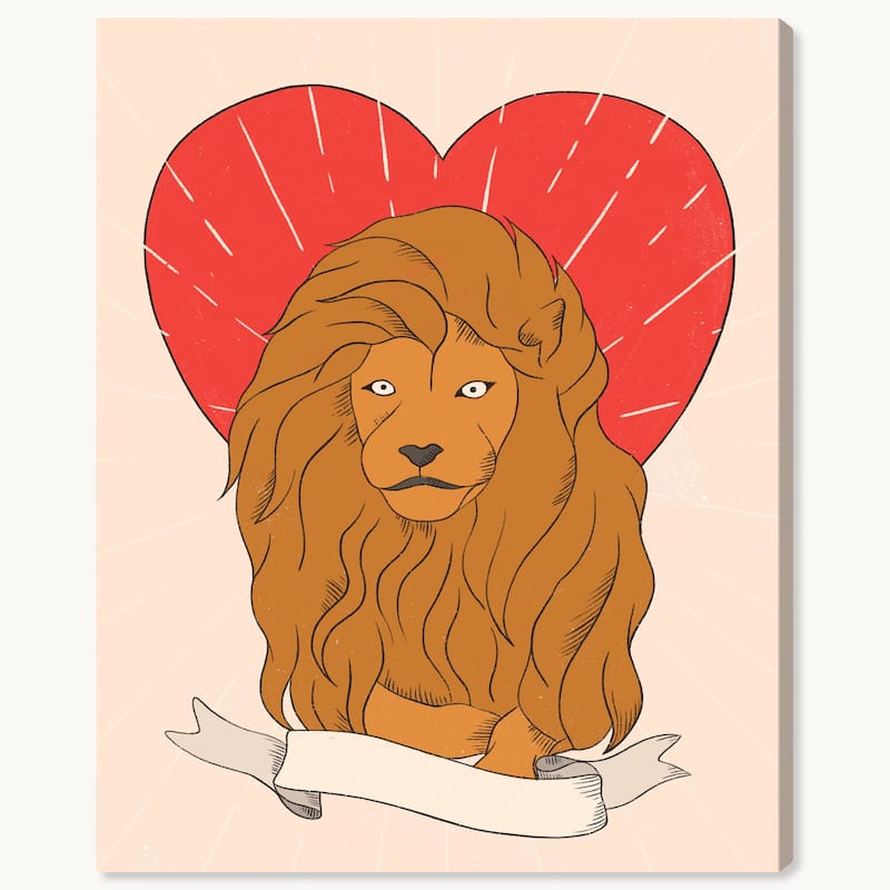 Wynwood Studio Canvas Animals Lion of Misterious Love Red Wall Art Canvas Print