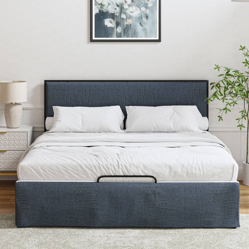 Oliver Modern Washable Slipcover Bed Upholstered Metal by HULALA HOME