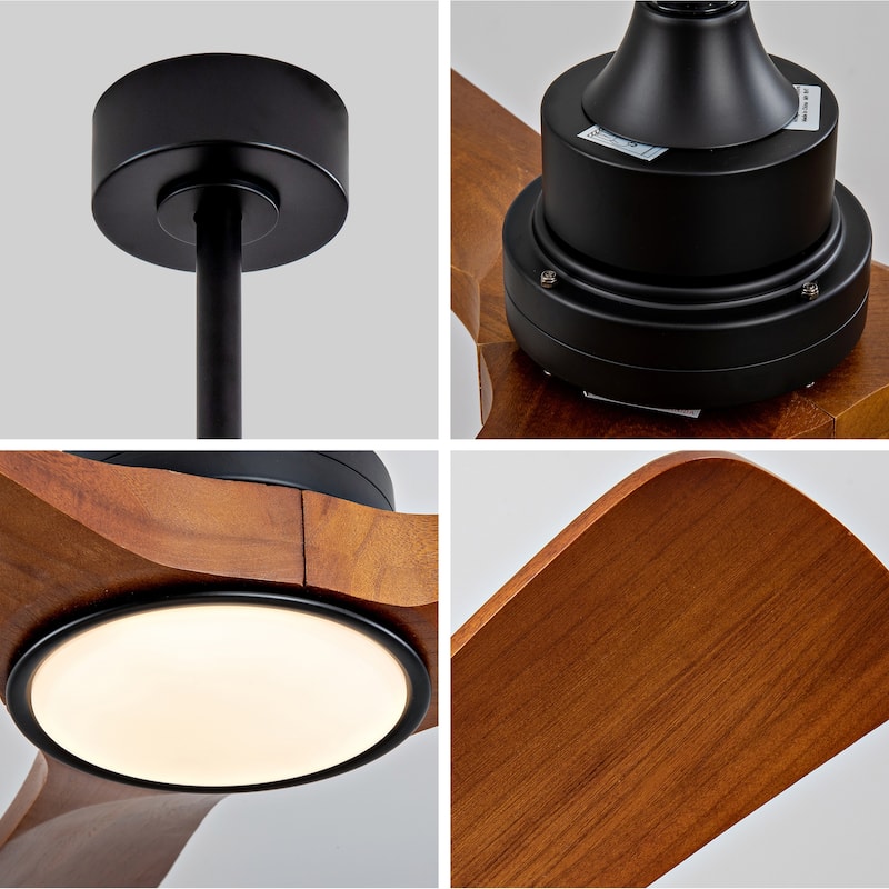 42" Wood Ceiling Fan w/ 3 Solid Wood Blades Remote Control Reversible DC Motor