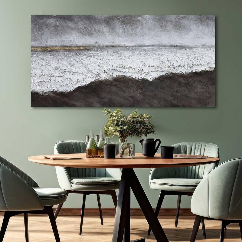 Black Abstract Wall Art White Painting Contemporary