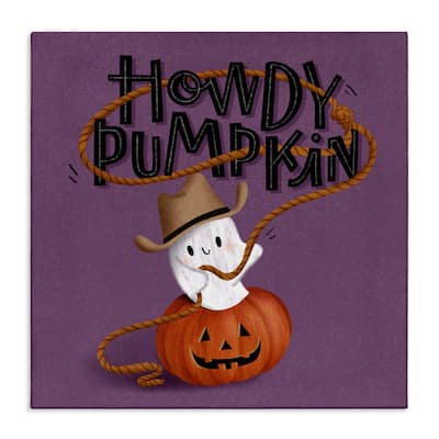 Stupell Howdy Pumpkin Western Ghost Canvas Wall Art Design By Sarah Hickman
